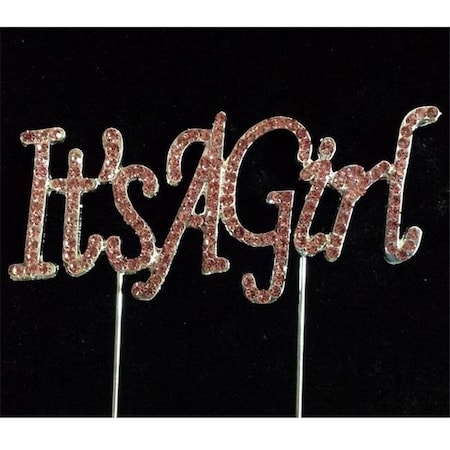 Tian Sweet Tian Sweet 33014-GIRL Its a Girl Pink Rhinestone Cake Topper 33014-GIRL